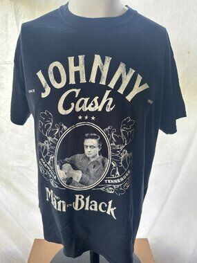 Johnny Cash The Man in Black Nashville Tennessee Men's Black T Shirt Large